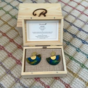 Brackish Peacock Feather Anvik Earrings
